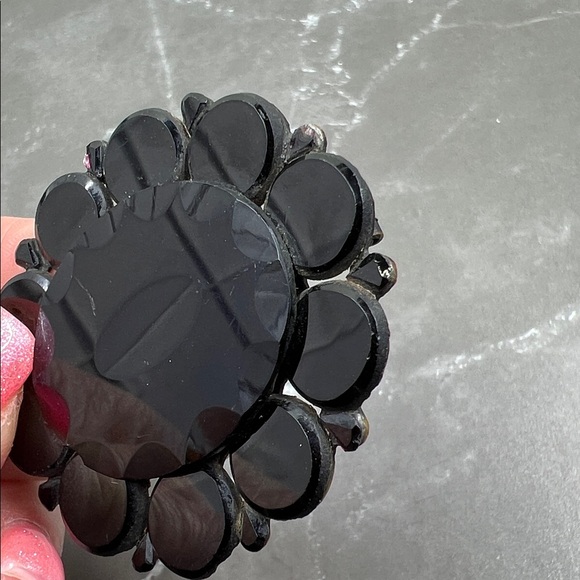 Rare Antique Victorian Black Enamel Mourning Brooch Pin - Picture 4 of 9